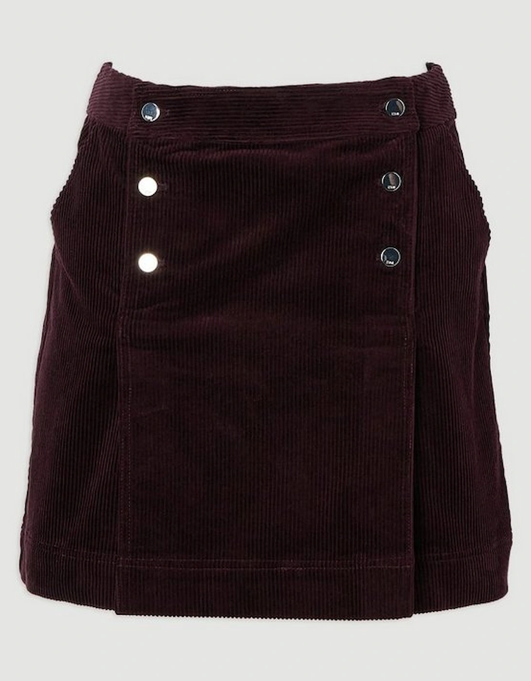 Cord Button Pleat Detail Mini Skirt