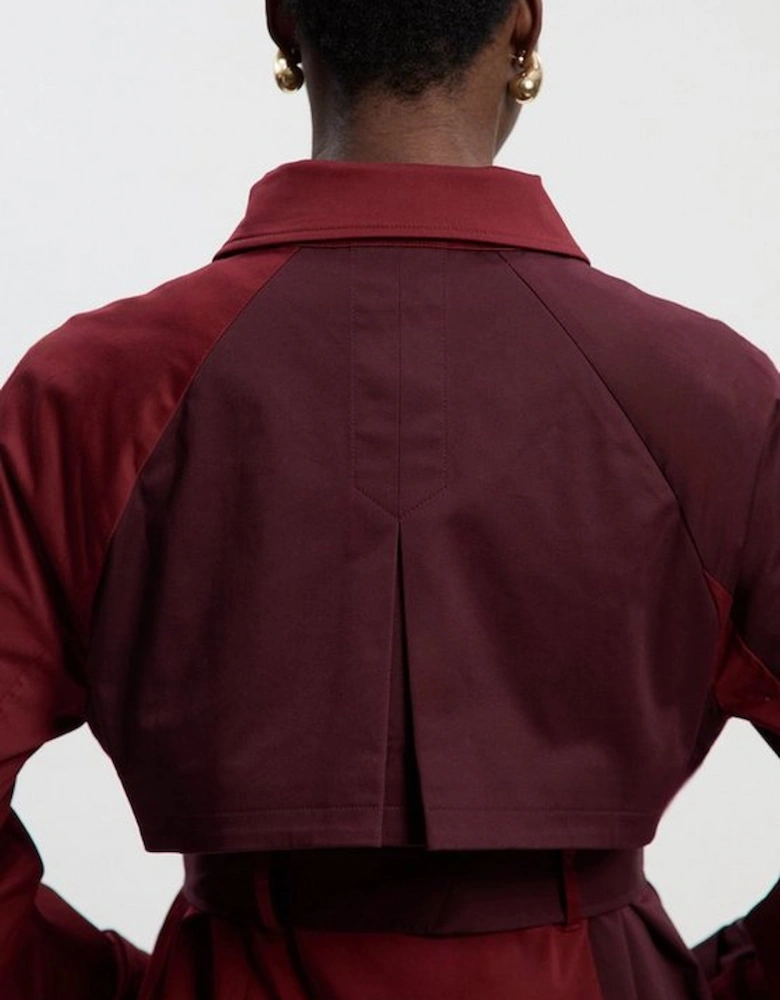 Colour Block Belted Tailored Trench Coat