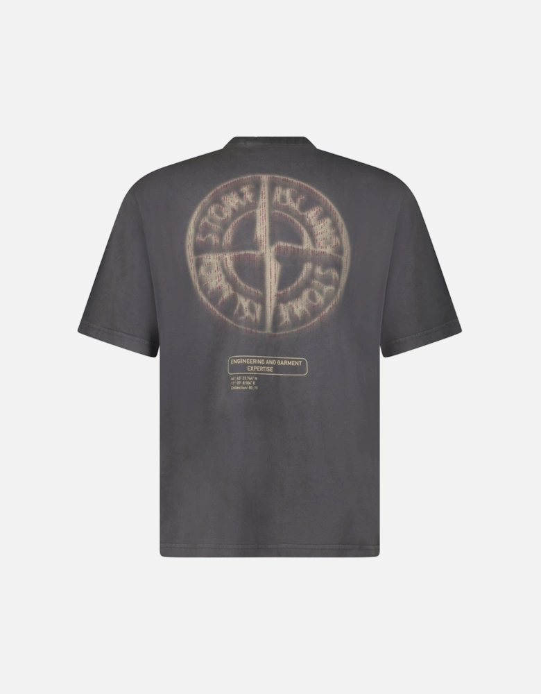 Bleeding Numbers Compass Print T-Shirt Grey