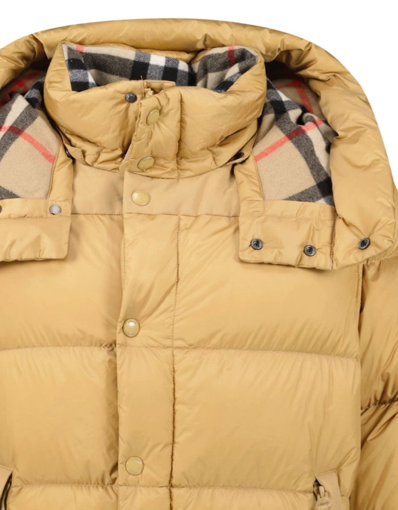 'Leeds' Detachable Sleeve Hooded Down Jacket Warm Honey