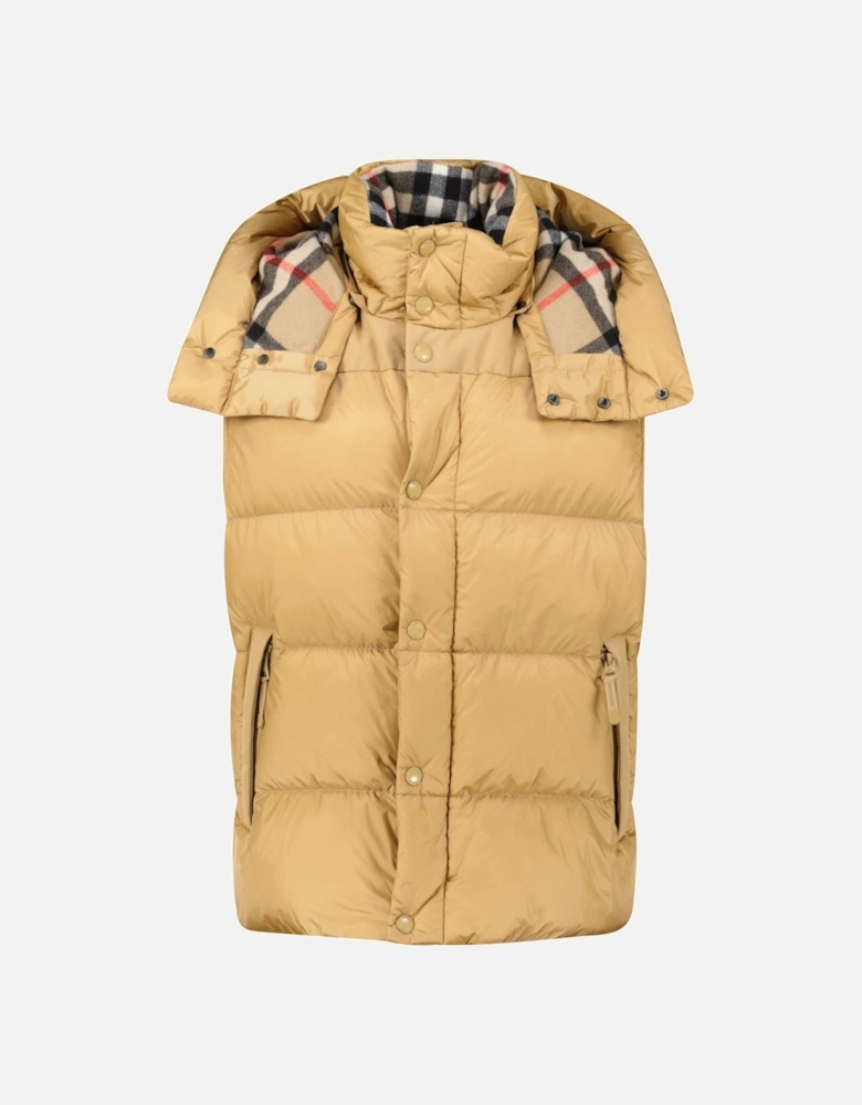 'Leeds' Detachable Sleeve Hooded Down Jacket Warm Honey