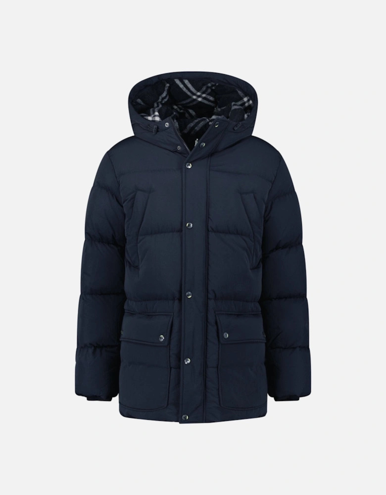 Technical Nylon Puffer Coat in Navy