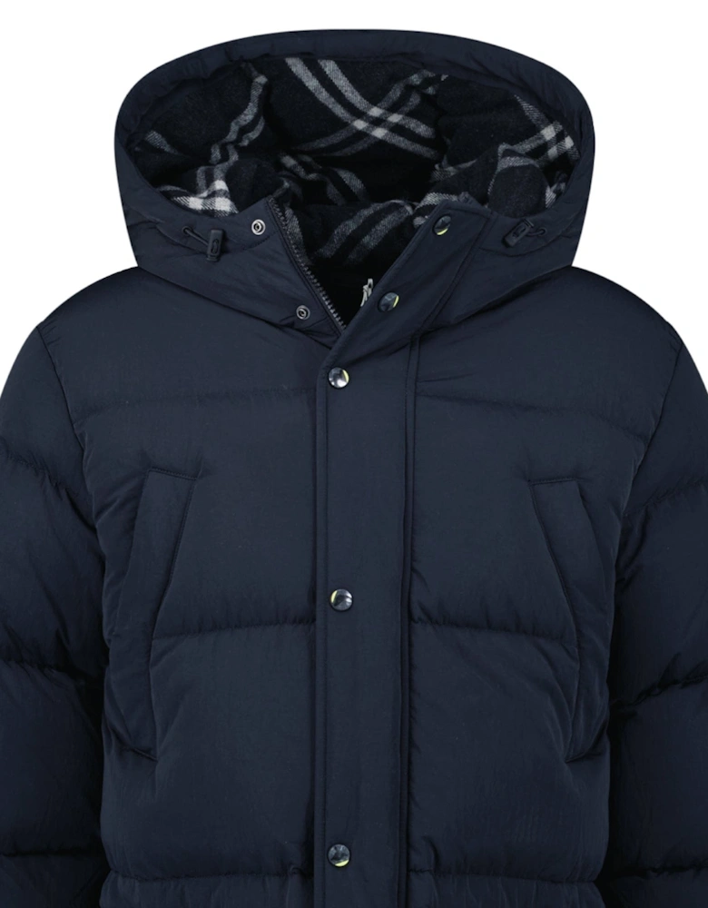 Technical Nylon Puffer Coat in Navy