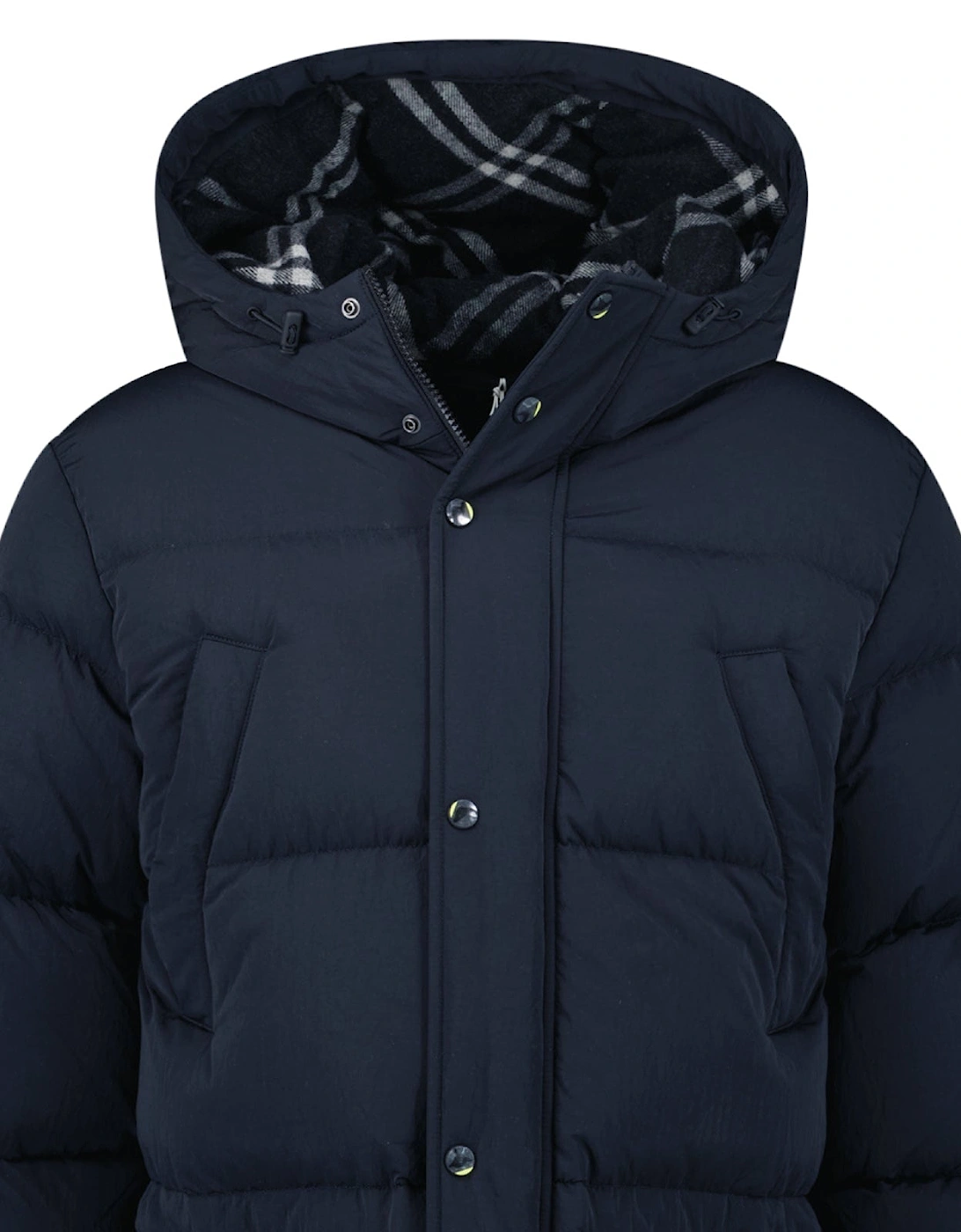 Technical Nylon Puffer Coat in Navy