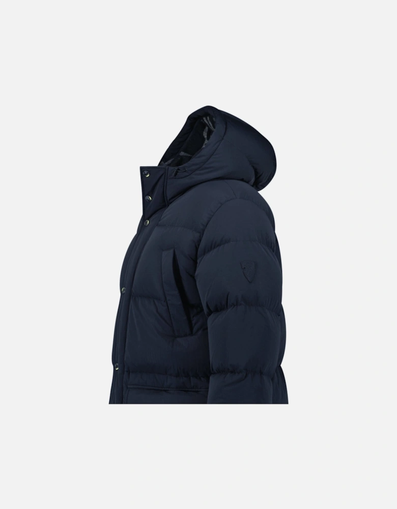 Technical Nylon Puffer Coat in Navy