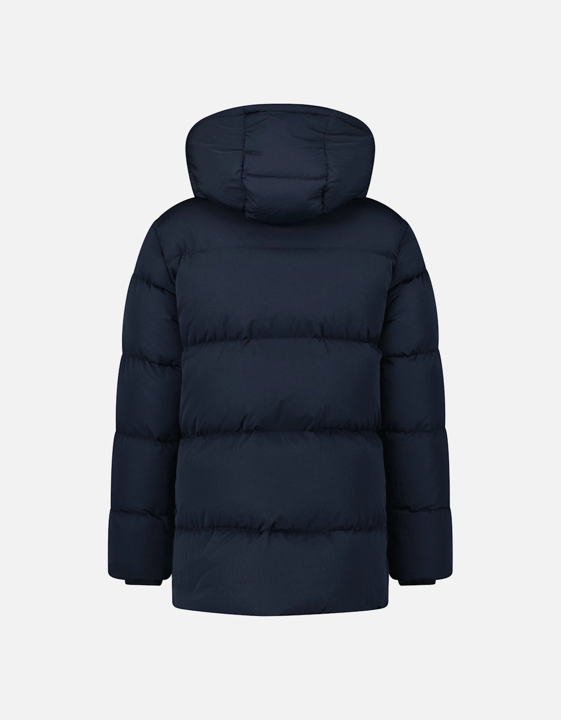 Technical Nylon Puffer Coat in Navy