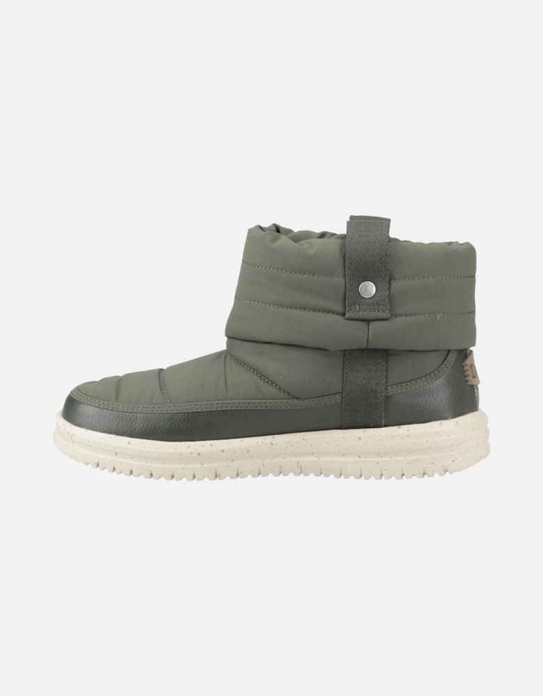 HEYDUDE Camden Cuff Nylon Quilt Nylon Women's Dark Olive Winter Ankle Boots