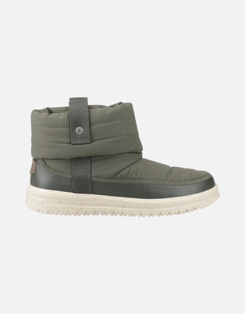 HEYDUDE Camden Cuff Nylon Quilt Nylon Women's Dark Olive Winter Ankle Boots