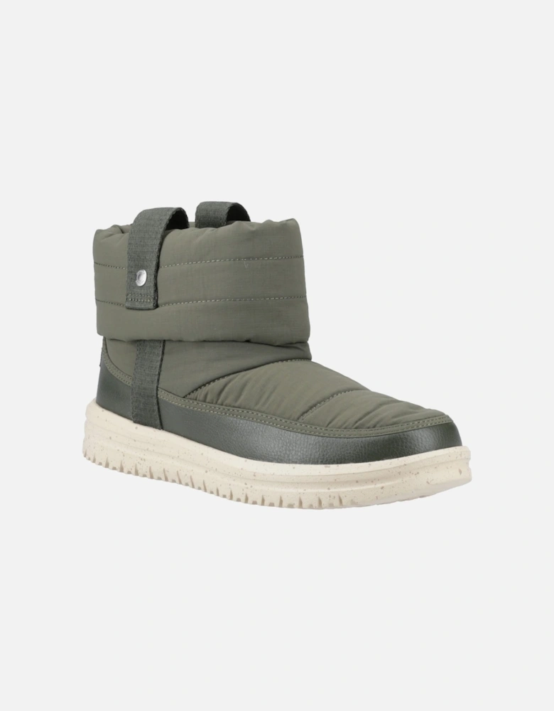 HEYDUDE Camden Cuff Nylon Quilt Nylon Women's Dark Olive Winter Ankle Boots