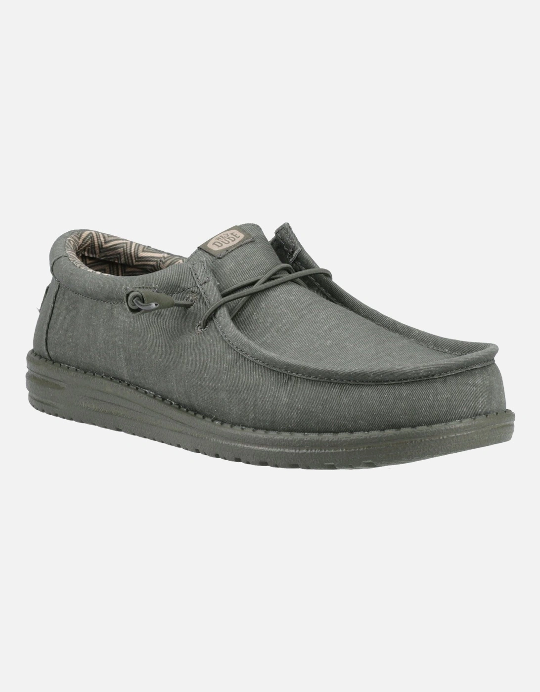 HEYDUDE Wally Stretch Canvas Cotton Men's Deep Green Moccasins Shoes, 6 of 5