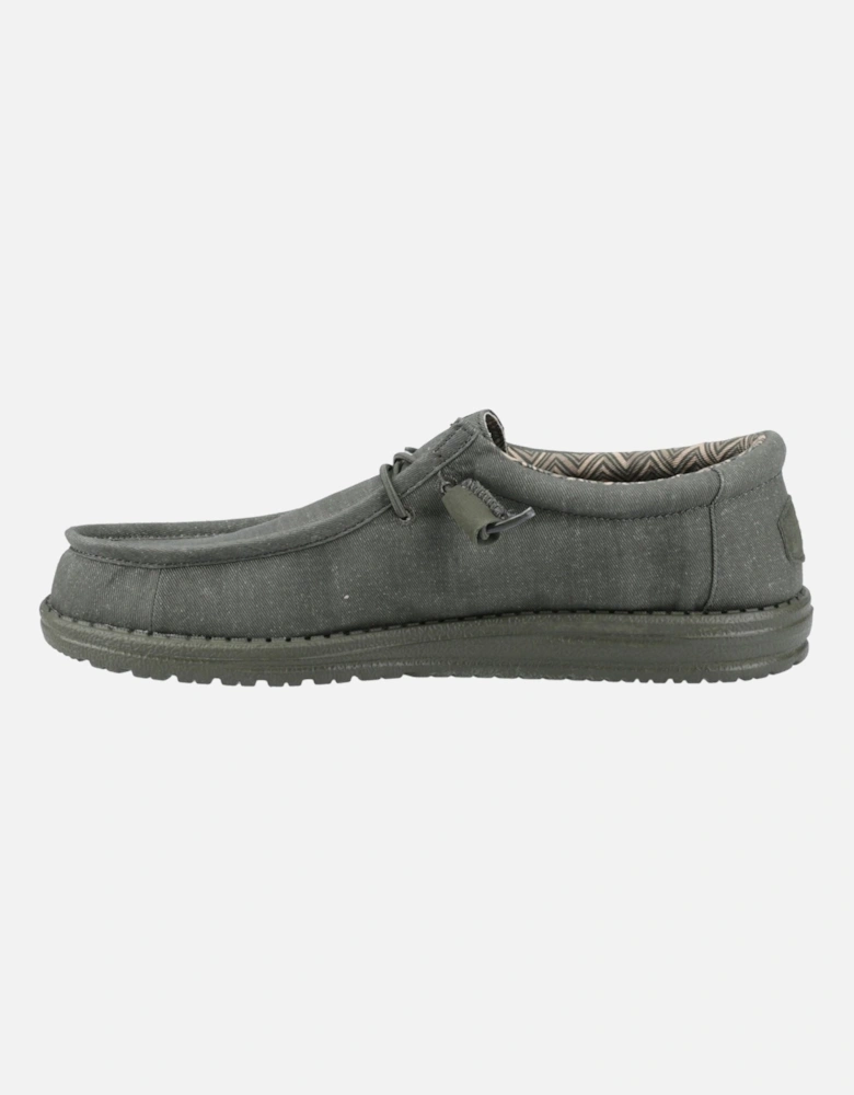 HEYDUDE Wally Stretch Canvas Cotton Men's Deep Green Moccasins Shoes