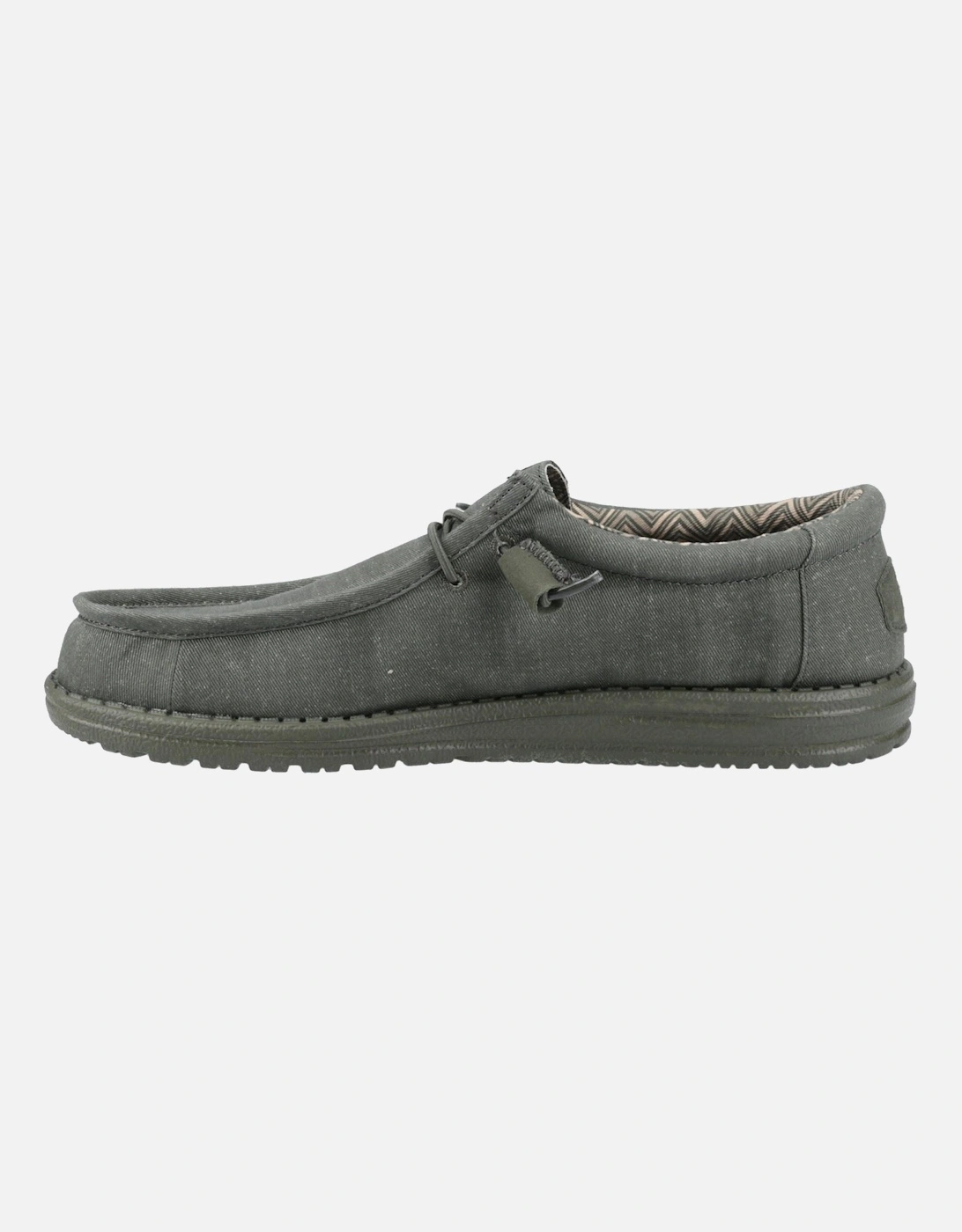 HEYDUDE Wally Stretch Canvas Cotton Men's Deep Green Moccasins Shoes