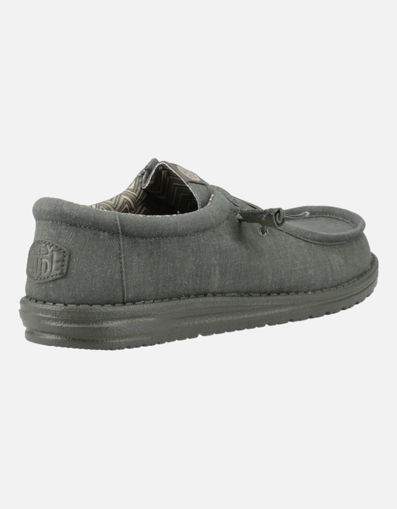 HEYDUDE Wally Stretch Canvas Cotton Men's Deep Green Moccasins Shoes
