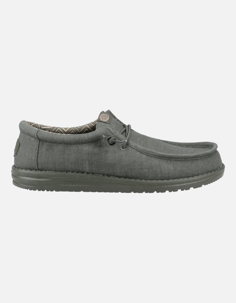 HEYDUDE Wally Stretch Canvas Cotton Men's Deep Green Moccasins Shoes