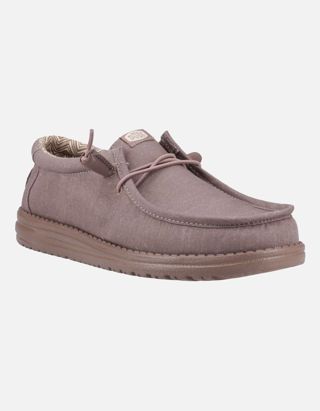 HEYDUDE Wally Stretch Canvas Cotton Men's Deep Taupe Moccasins Shoes, 6 of 5