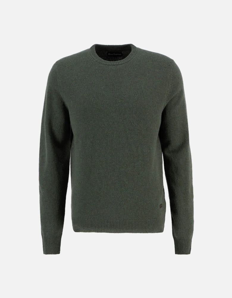 Essential Patch Mens Crew-Neck Jumper - Olive