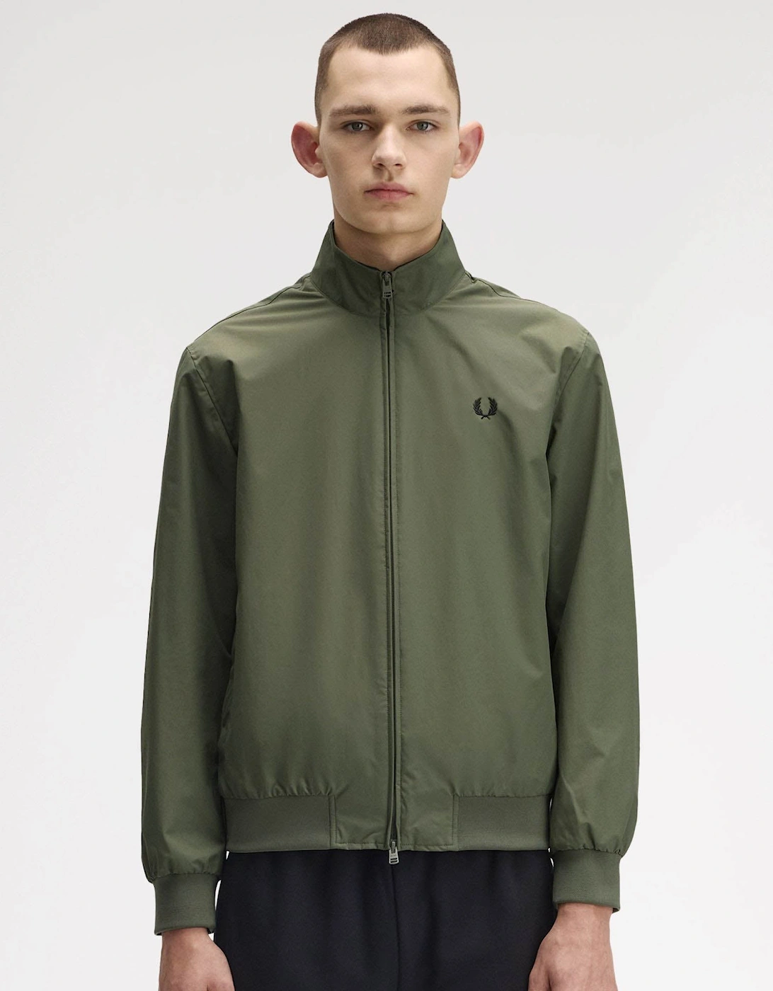 Men's Fred Perry Mens Brentham Jacket - Laurel Wreath Green X21 - Tan - Size: 42/Regular