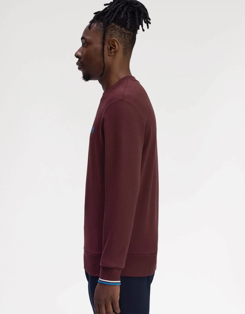 Mens Crew Neck Sweatshirt - Oxblood/Ecru/Court Blue Z63