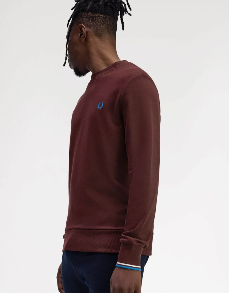 Mens Crew Neck Sweatshirt - Oxblood/Ecru/Court Blue Z63