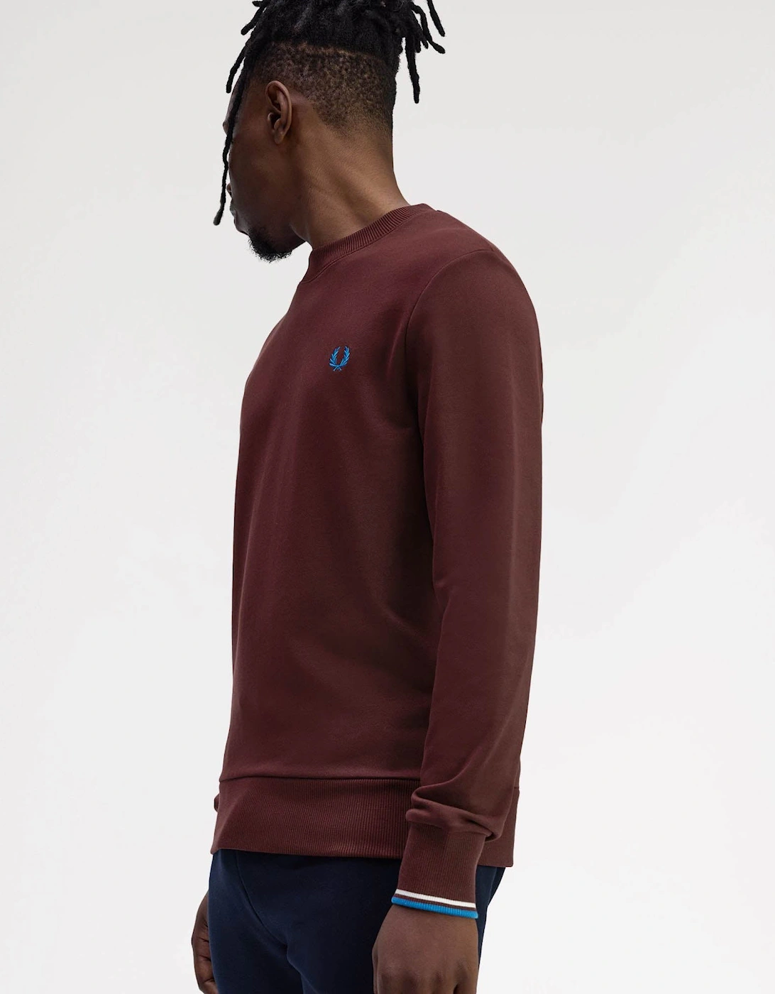 Mens Crew Neck Sweatshirt - Oxblood/Ecru/Court Blue Z63