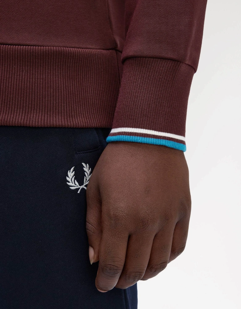 Mens Crew Neck Sweatshirt - Oxblood/Ecru/Court Blue Z63