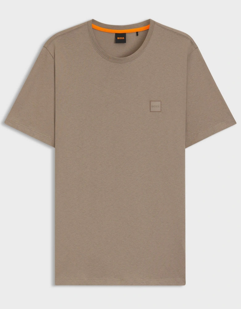 BOSS Orange Tales Mens Cotton-Jersey T-shirt With Logo Patch - Open Green 346