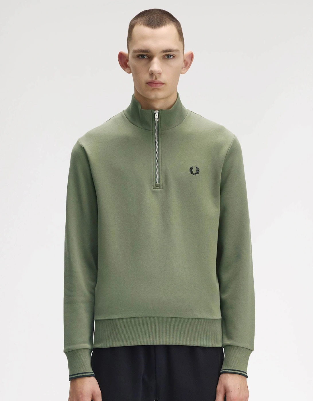 Mens Half Zip Sweatshirt - Laurel Wreath Green/Black/Black Z50, 6 of 5