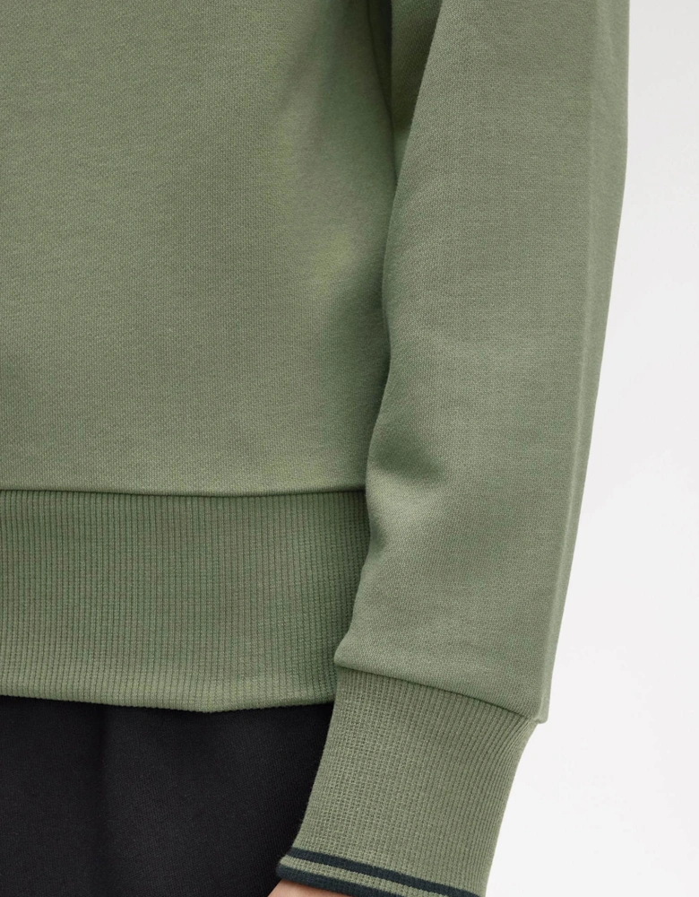 Mens Half Zip Sweatshirt - Laurel Wreath Green/Black/Black Z50