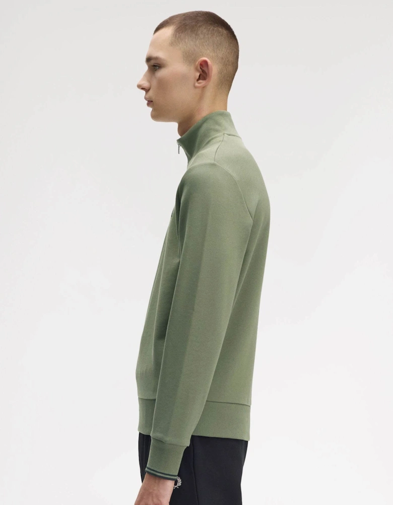 Mens Half Zip Sweatshirt - Laurel Wreath Green/Black/Black Z50