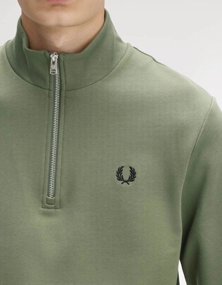 Mens Half Zip Sweatshirt - Laurel Wreath Green/Black/Black Z50