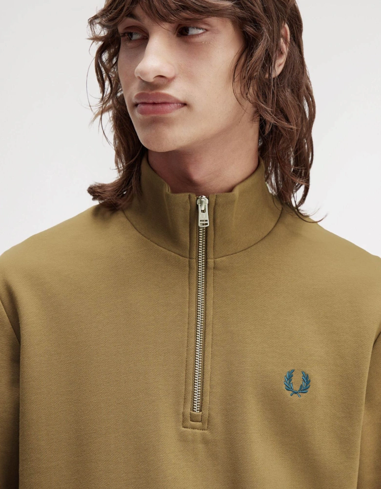 Mens Half Zip Sweatshirt - Shaded Stone/Ecru/Dark Petrol Z60