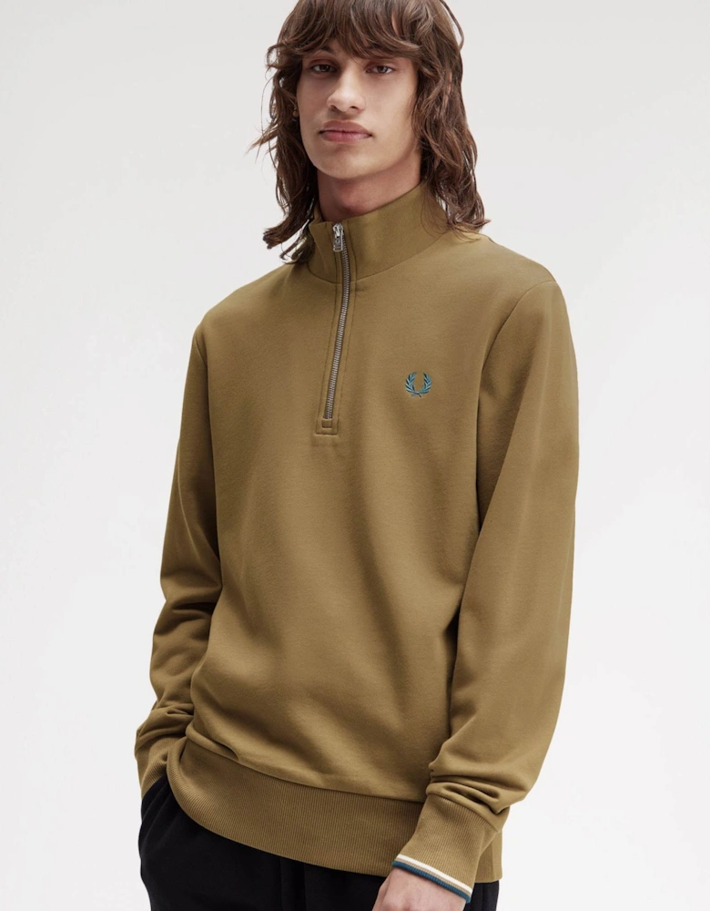 Mens Half Zip Sweatshirt - Shaded Stone/Ecru/Dark Petrol Z60