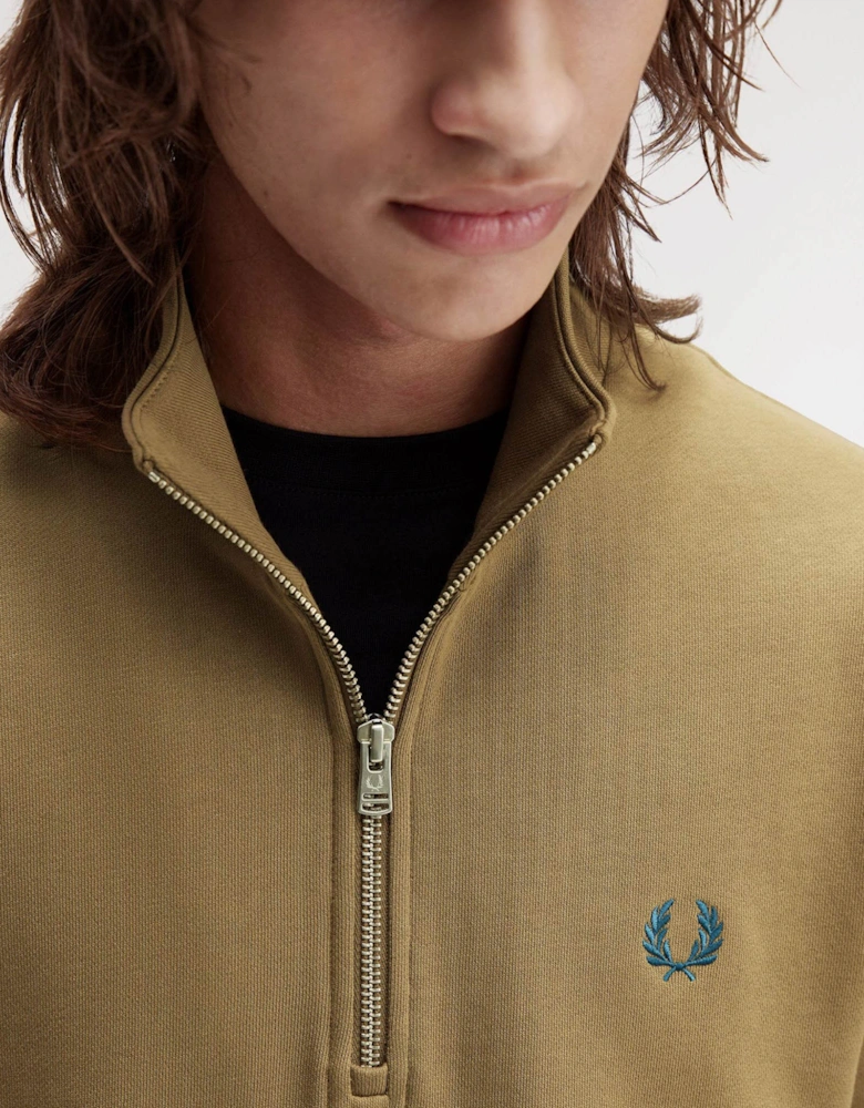 Mens Half Zip Sweatshirt - Shaded Stone/Ecru/Dark Petrol Z60
