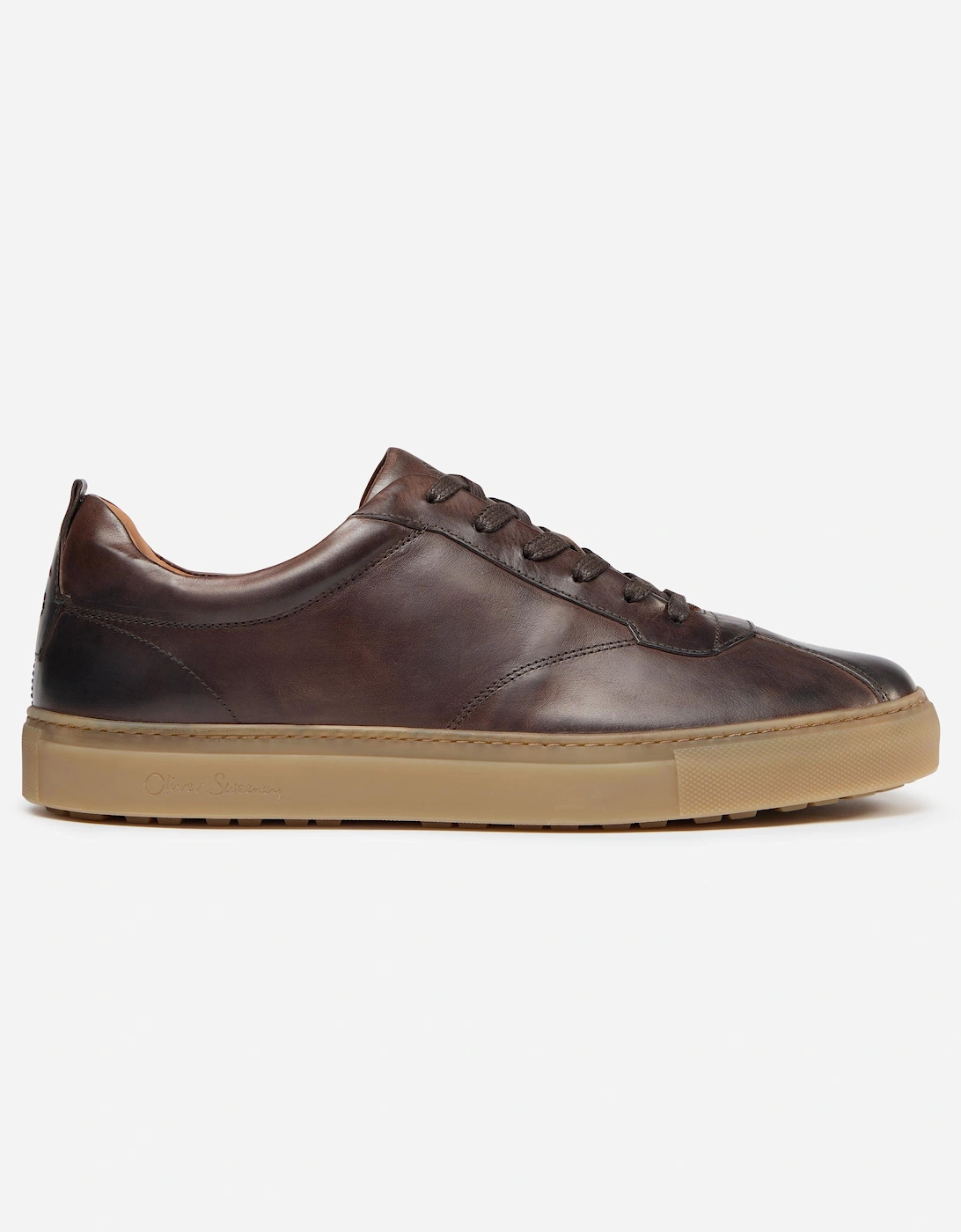 Ermida Mens Hand Washed Calf Leather Trainers - Brown, 6 of 5