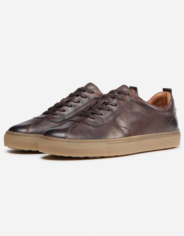 Ermida Mens Hand Washed Calf Leather Trainers - Brown