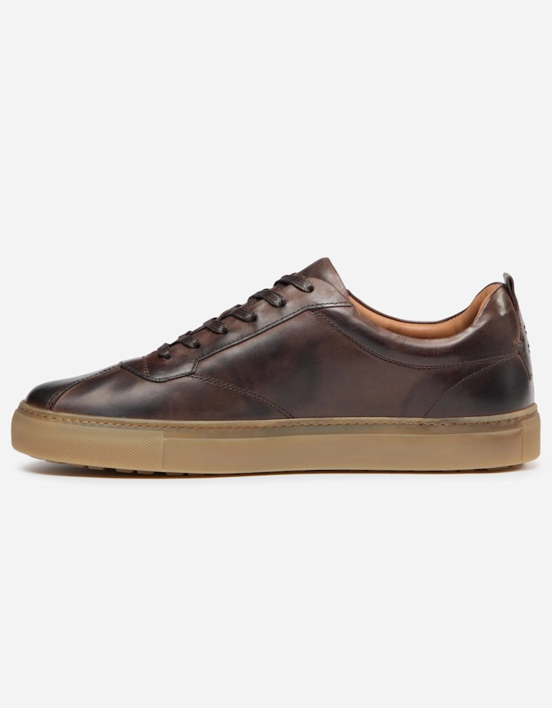 Ermida Mens Hand Washed Calf Leather Trainers - Brown