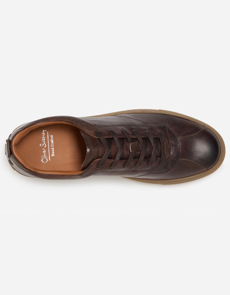 Ermida Mens Hand Washed Calf Leather Trainers - Brown