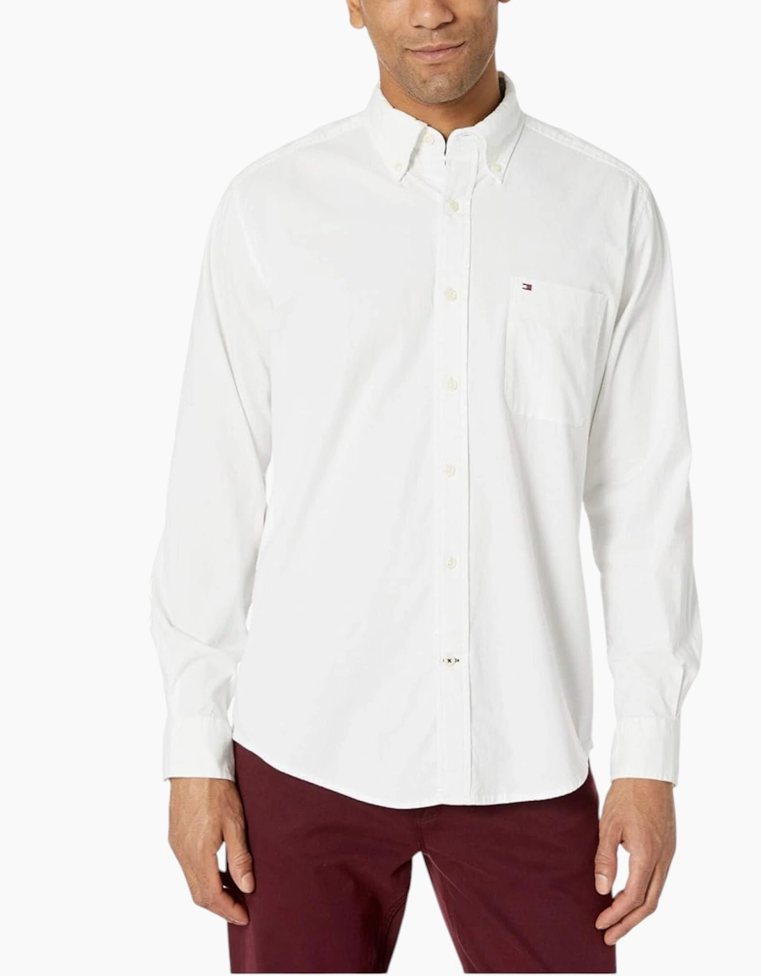 Tommy Hilfiger Men's White Shirts 78E5393 Oxford Regular Fit Long Sleeve Stretch  Regular/34 Xs