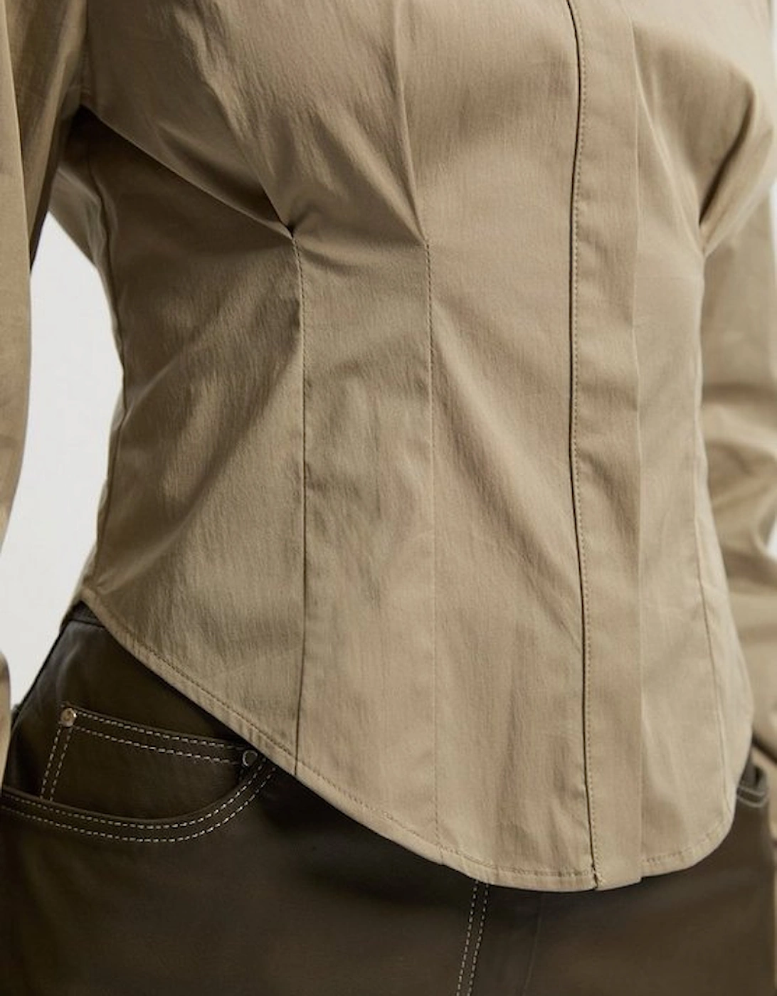 Crepe Pleating Detail Woven Shirt