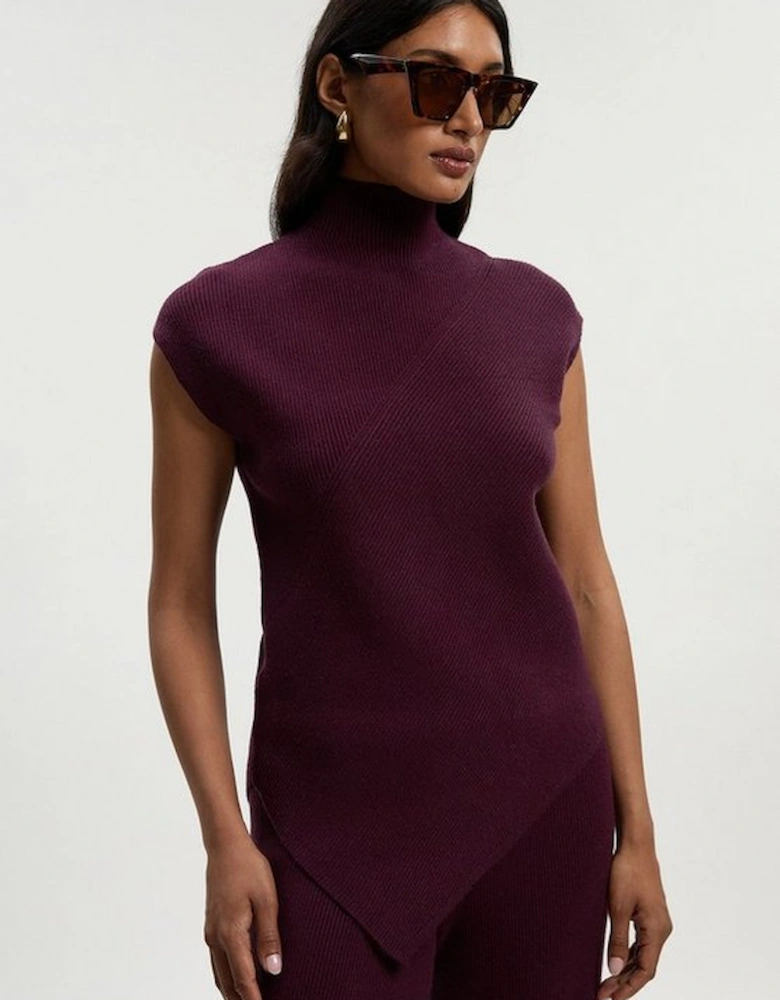 Soft Ribbed Asymmetric Hem Knitted Top