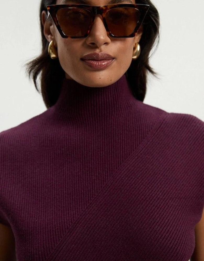 Soft Ribbed Asymmetric Hem Knitted Top