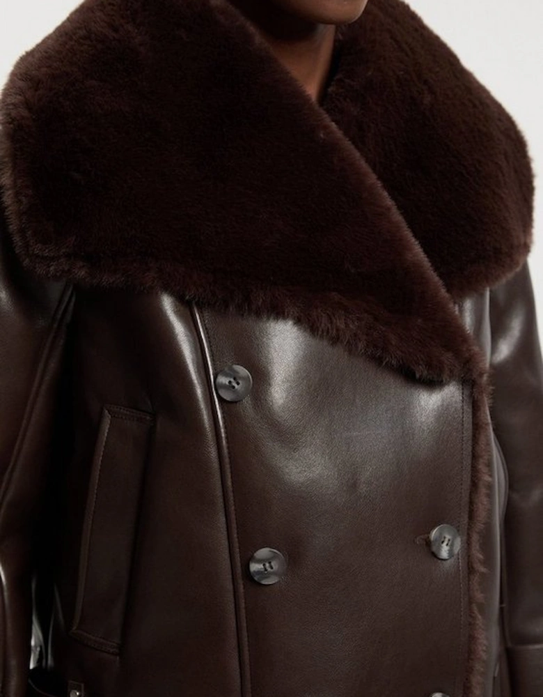 Faux Shearling Oversize Collar Short Coat