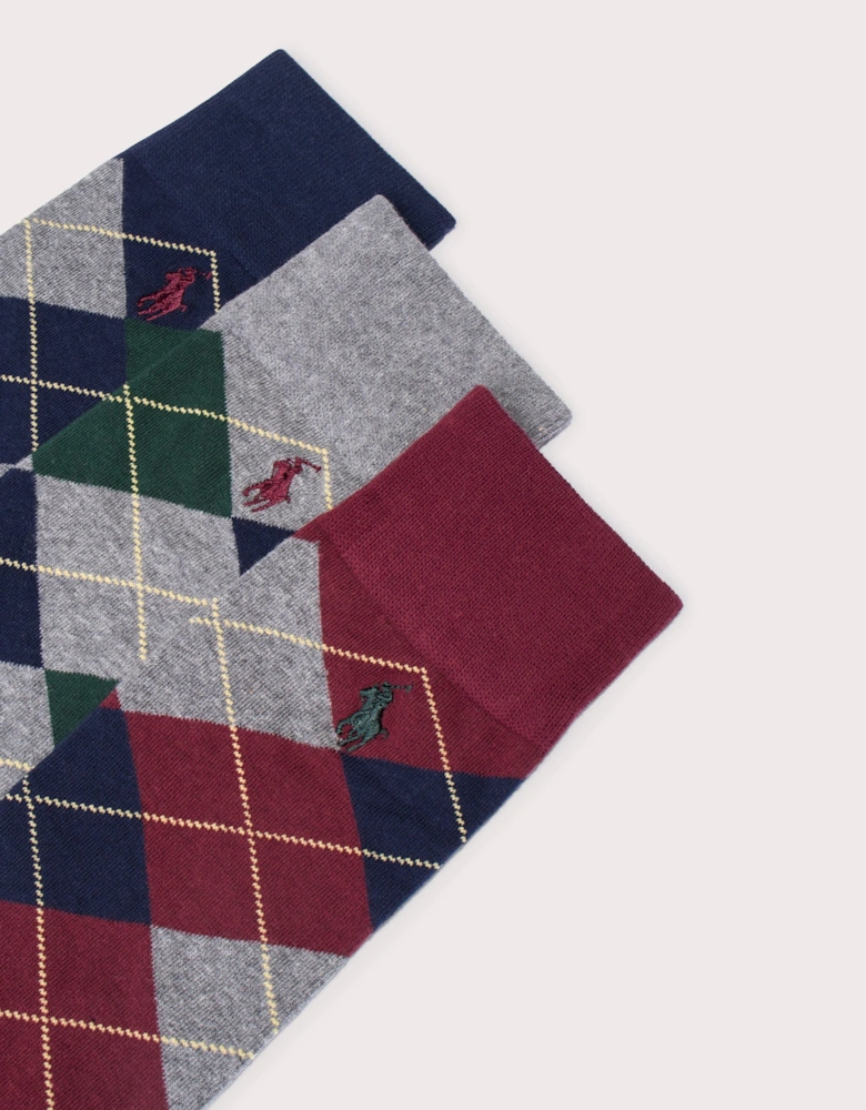 Three Pack of Argyle Crew Socks