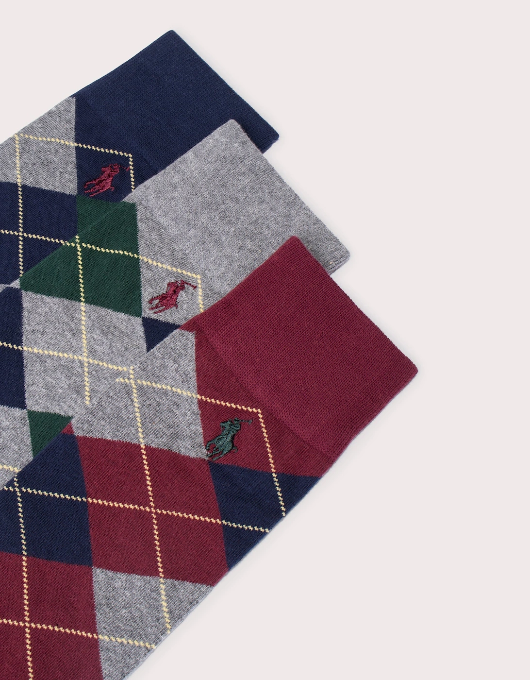 Three Pack of Argyle Crew Socks