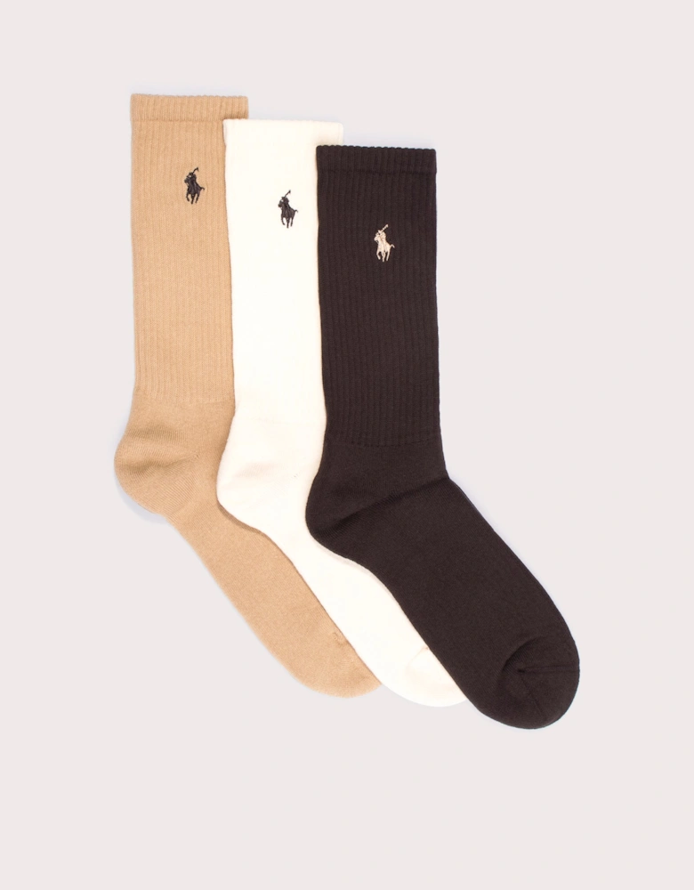 3 Pack of Cotton Blend Crew Socks