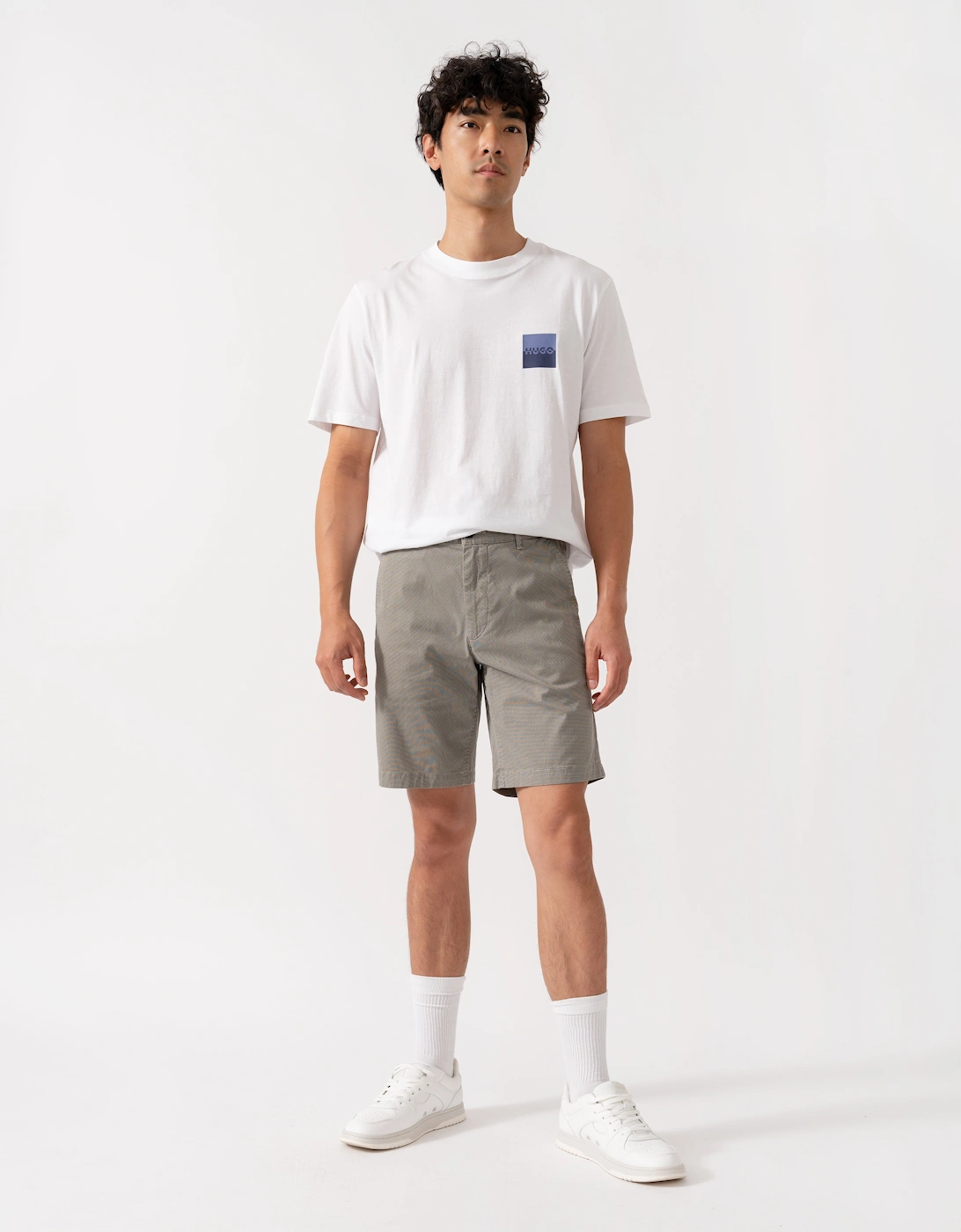 BOSS Orange Mens Slim-Fit Chino Shorts in Stretch-Cotton Twill - Grey 271