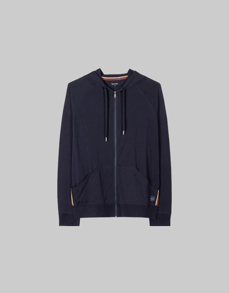 Cotton Jersey Zip Lounge Hoodie, Navy