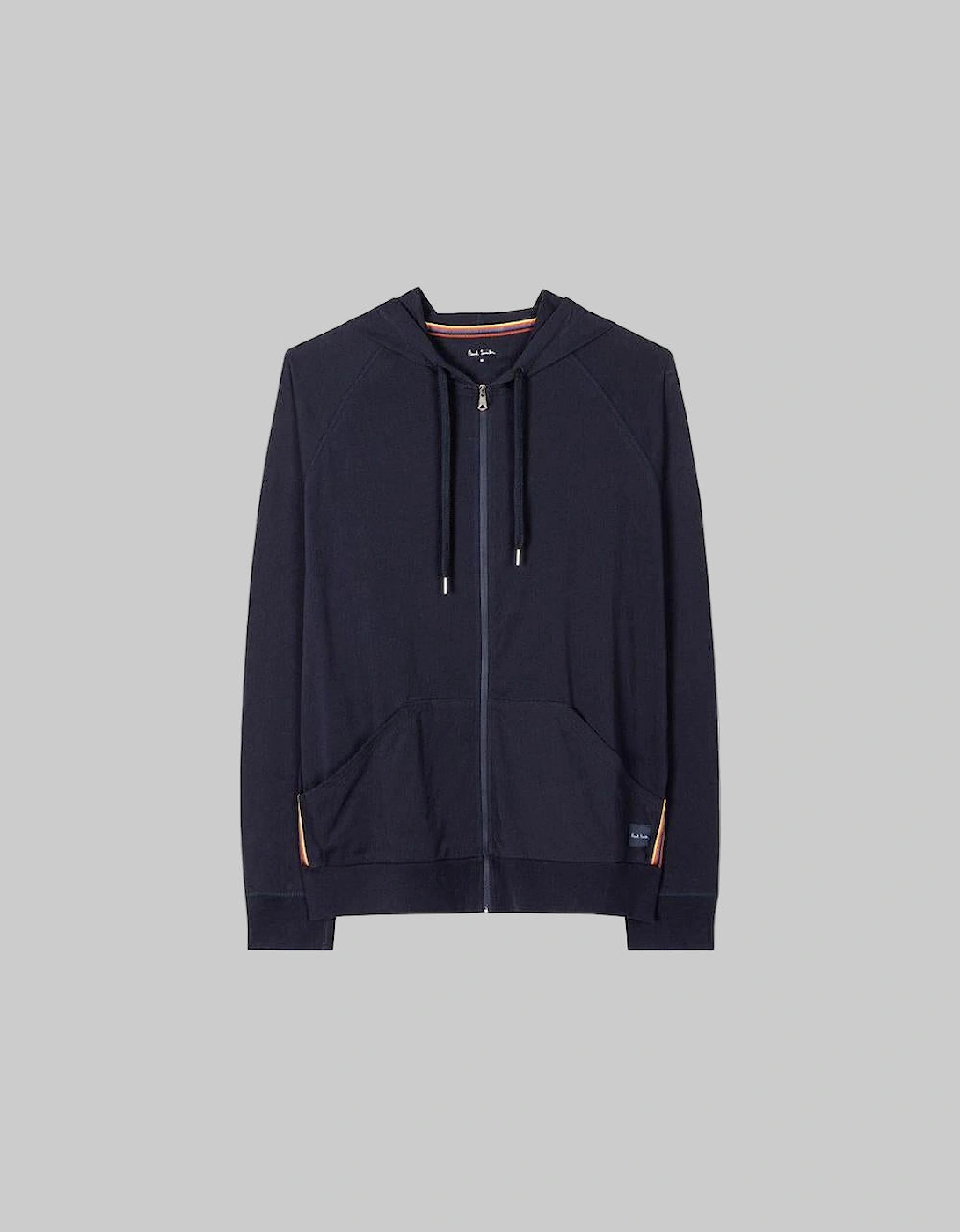 Cotton Jersey Zip Lounge Hoodie, Navy, 4 of 3