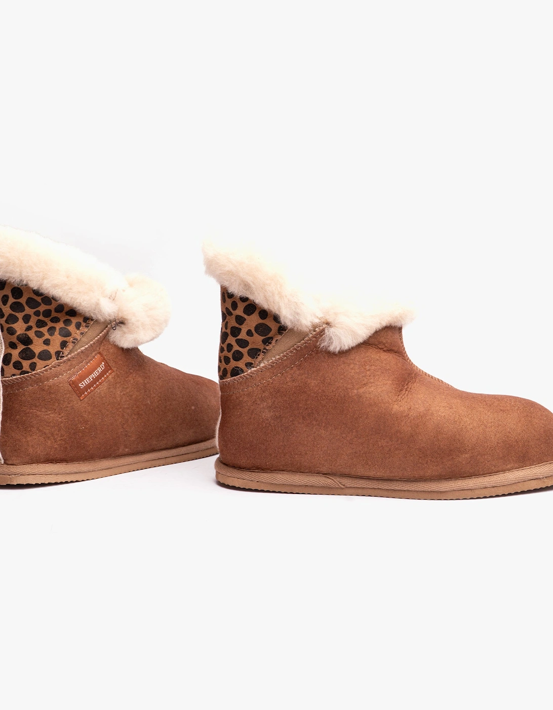 BELLA Womens Sheepskin Slipper Boots Antique/Cognac/Leopard