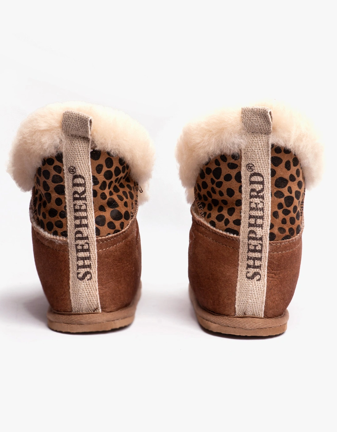 BELLA Womens Sheepskin Slipper Boots Antique/Cognac/Leopard